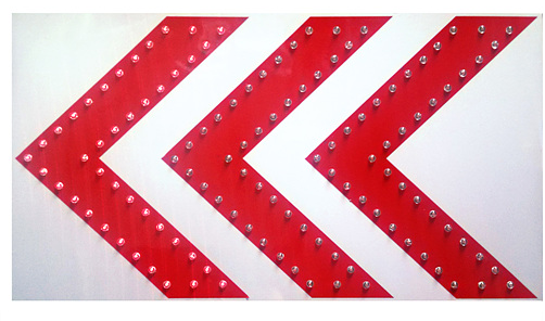 1800mm *900mm 3줄 갈매기 점멸 표지판